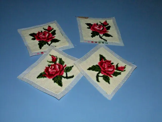 Completed Tapestry -Set of 4 - Pink Roses
