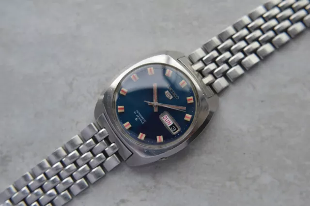 January 1974 Rare Vintage Seiko 6119 7103 Blue Automatic Bracelet Watch 2