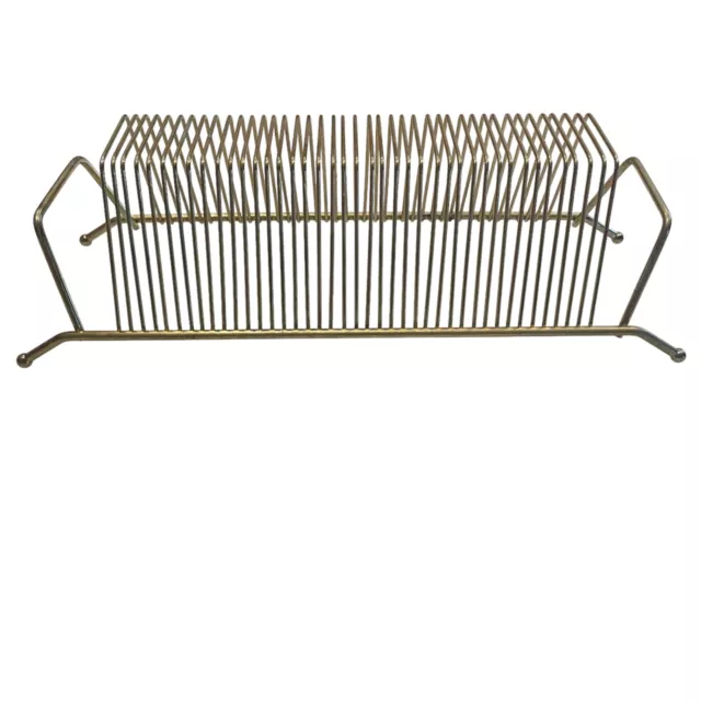 45 RPM Record Holder Rack Gold Metal Wire Brass Vintage Mid Century MCM 40 Slot