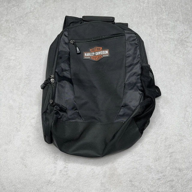 HARLEY DAVIDSON BACKPACK Logo Black Laptop Pockets Biker Bag Zipper