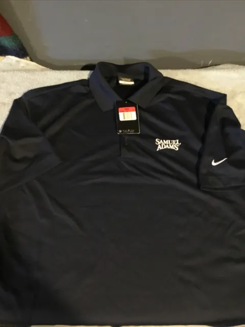 Samuel Adams Logo Nike Golf Dri-Fit Mens Blue Golf Polo Shirt Large Brand New