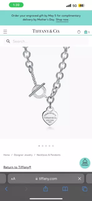 tiffany co sterling silver heart tag necklace