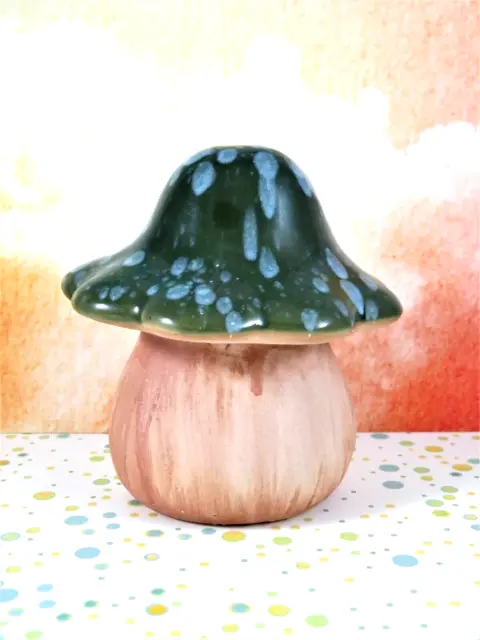 Handmade Clay Mushroom Toadstool Hollow For Home Or Garden 4 Inches Tall