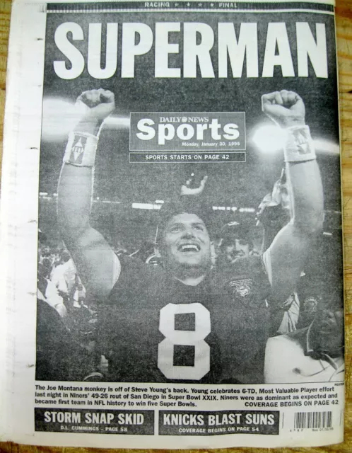 1995 NYDN newspaper SAN FRANCISCO 49ers WIN SUPER BOWL XXIX v SAN DIEGO CHARGERS