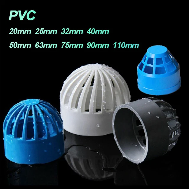 PVC Fish Aquarium Pond Pipe End Water Filter Cap Net Vent Terminal 20-110mm