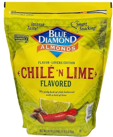 Confezione XXL mandorle DIAMANTE BLU ""Cile""n Lime"" aromatizzate, mandorle 1300gr USA