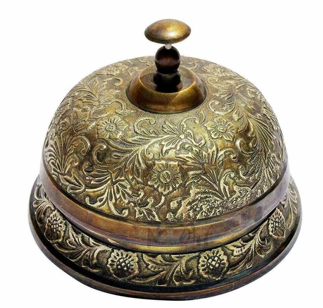 Campana de latón para mostrador, campana de escritorio adornada, campanas...