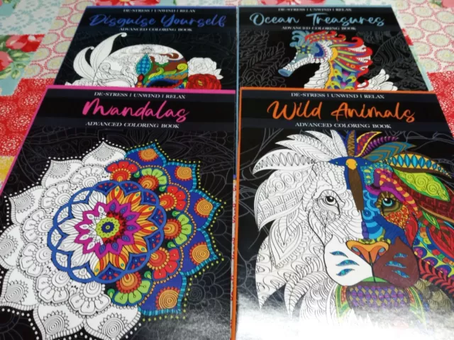 New 4 Adult Coloring Books Ocean Treasure-Wild Animal-Mandalas- More  FREE SHIP