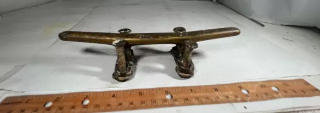 VTG CAST SOLID BRASS/ BRONZE CLEAT  8-INCH LENGTH, 4-HOLE w/ SCREWS/WASHERS/NUTS