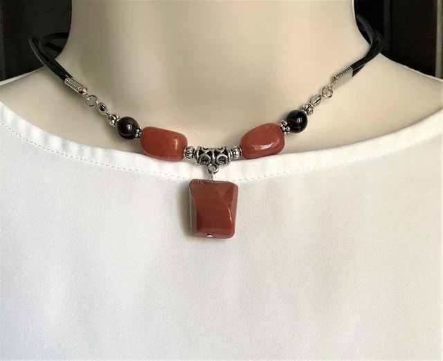 Natural Gemstone Aventurine Pendant Necklace Black Cord Fenghui Chakra USA