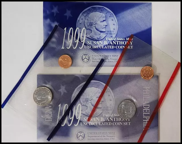 1999 United States Mint Susan B. Anthony Uncirculated $1 Coin Set OGP