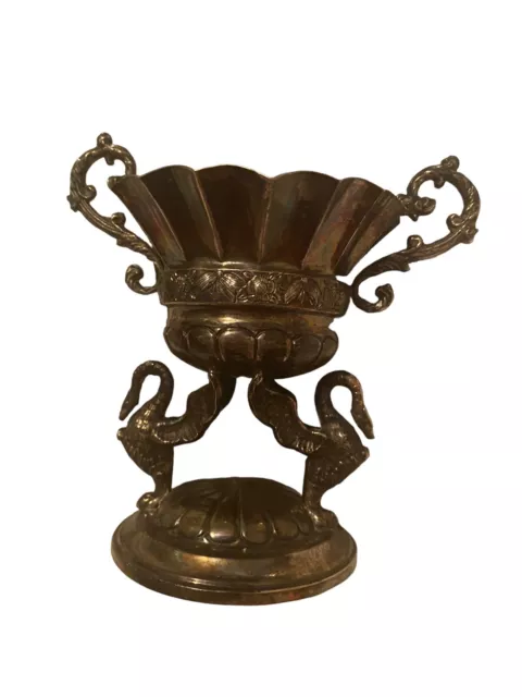 One Vintage EMPIRE STYLE TABLE CENTER PUNCHED SILVER Plated Phoenix