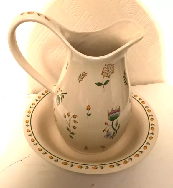 Vintage floral wash basin and jug