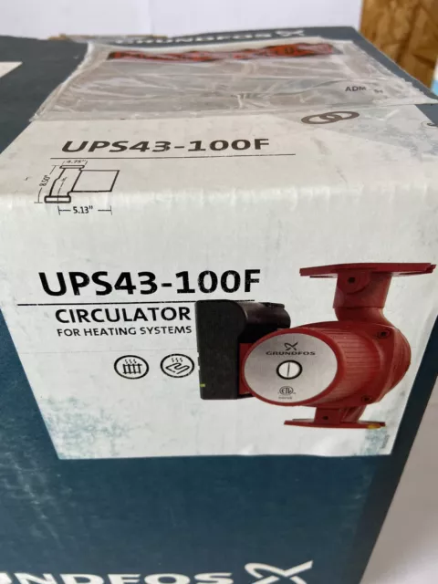 GRUNDFOS UPS43-100F 3-Speed Cast Iron Circulator Pump 115V 1/3 HP OEM 95906636