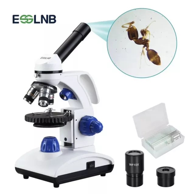 Biological Microscope Max 1000X with Coaxial Coarse & Fine Focus Free UK Deliver