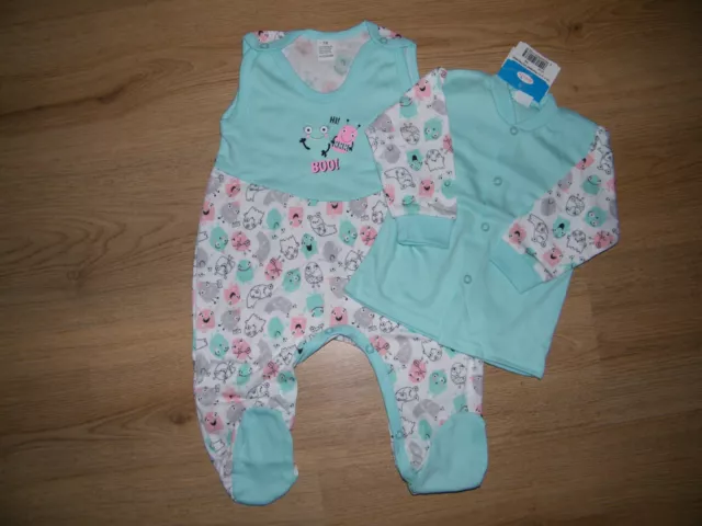 2tlg SET  Monster  Babyshirt Strampler Gr. 74 in hellgrün