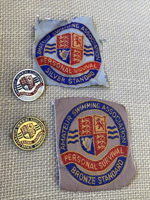 Vintage Amateur Swimming Association Bronze & Silver ￼Standard Badges & Patches