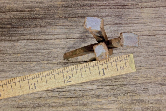 5" Nails 3 Large Barn Spikes Old Vintage Rusty Patina Iron Display Hooks Square 4