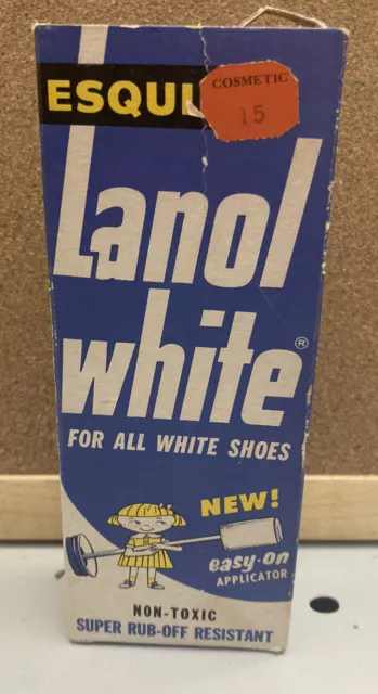 Vintage Old Advertising Esquire Lanol White Shoe Polish NOS (FULL BOTTLE)