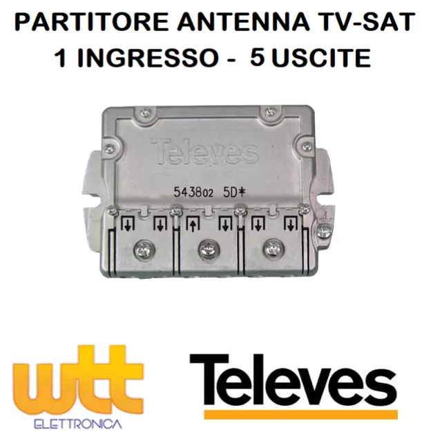 Partitore Divisore Splitter Antenna Tv Sat 1 INGRESSO 5 USCITE 543802 Televes