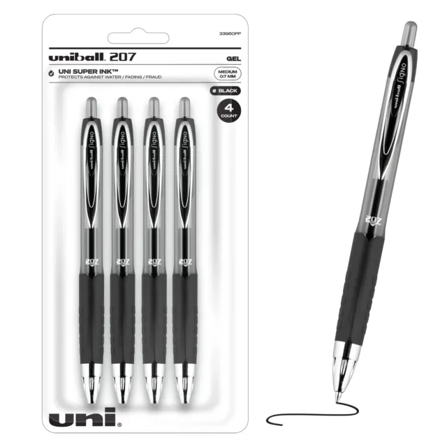 uni-ball® Signo 207™ Retractable Pens, Medium Point, 0.7 mm, Pack Of 4