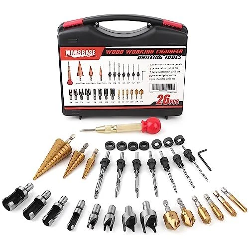 35 Pack Woodworking Chamfer Drilling Tools 3pcs High Speed Steel Step Drill Bits