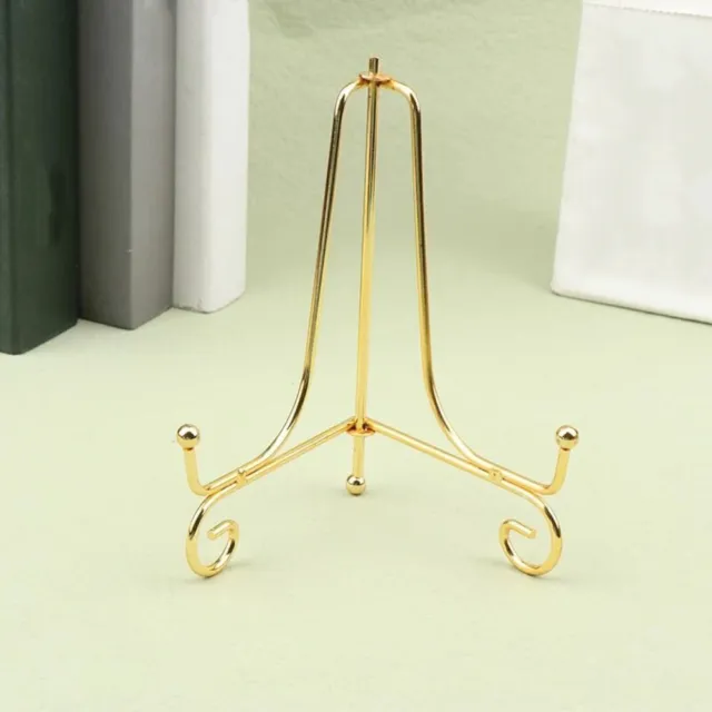 Small Gold Iron Display Stand Foldable Bowl Dish Frame Photo Pedestal  for Home