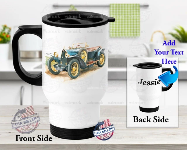 Personalized Stainless Steel Tumbler 14oz Travel Mug Car Retro Luxury Car Design