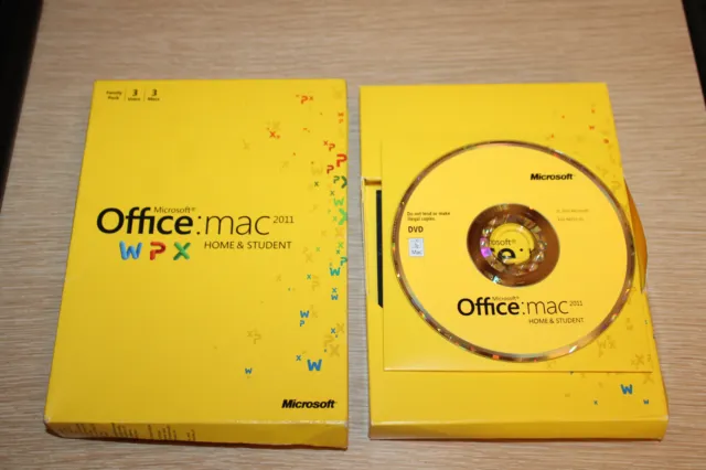 MICROSOFT Office for MAC 2011 Home & Student Family Pack 3 Users w/PRODUCT KEY