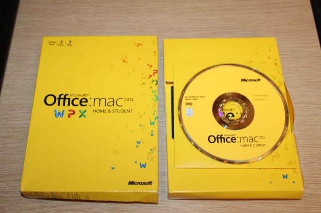 MICROSOFT Office for MAC 2011 Home & Student Family Pack 3 Users w/PRODUCT KEY