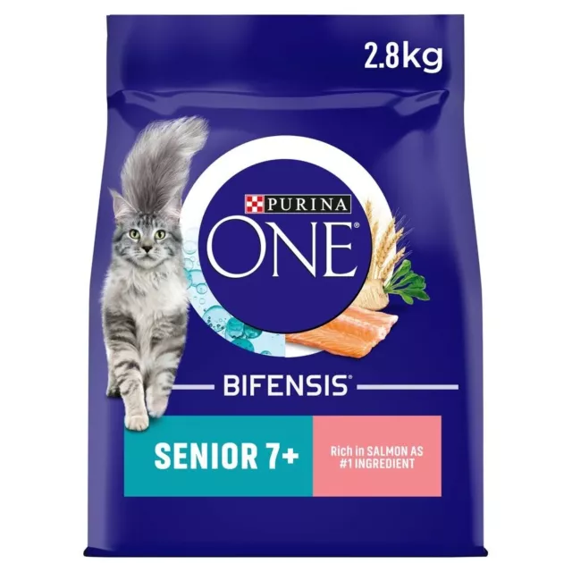 Purina One 7+ Senior Cat Dry Food Salmon and Whole Grains 2.8kg