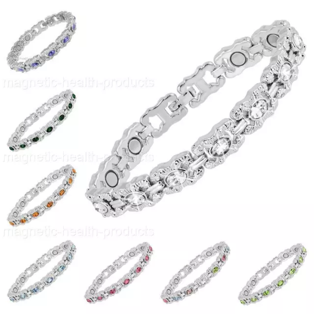 Ladies Magnetic Healing Bracelet Mixed Crystals Bangle Arthritis Pain Relief