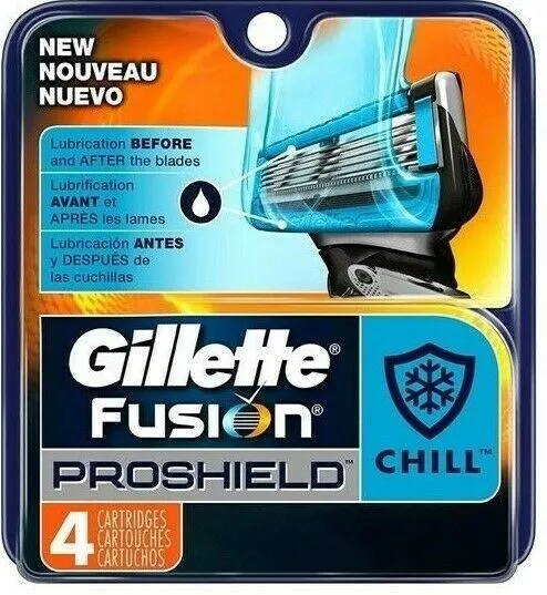 4 Gillette Fusion Proshield Chill Razor Blades Refill Cartridge fit Power Shaver