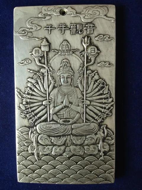 Old Chinese tibet Silver Thousand-hand Bodhisattva Bullion thanka amulet Pendant