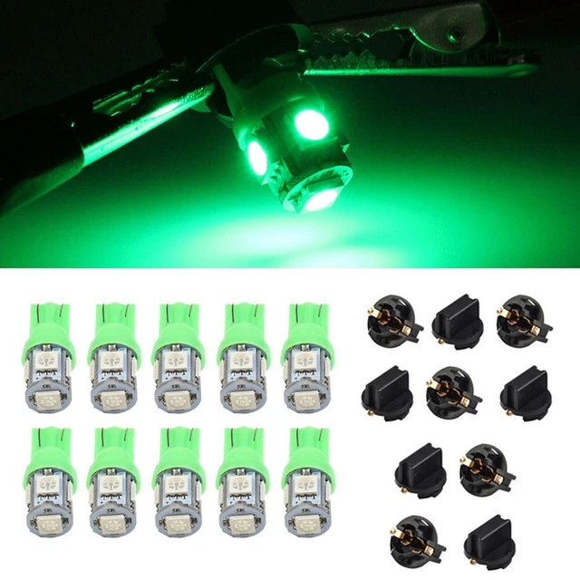 10x Vert T10 194 Ampoules LED Instrument Panneau Jauge Ensemble Léger Douilles ?