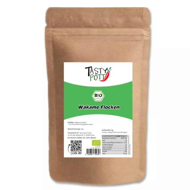 219 €/kg fiocchi Tasty Pott Bio Wakame 50 g sacchetti spuntino alghe verdure alghe vegane