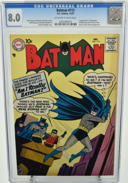 Batman #112 (1957) CGC Graded 8.0 1st App. of Signalman Moldoff Cover DC Comics