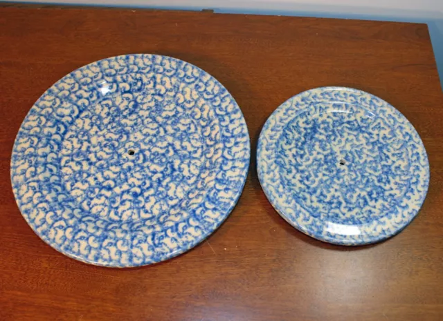2 tiered serving plates The Workshop Gerald E. Henn blue Spongeware