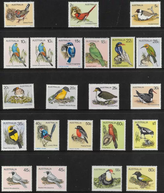 1978-83 Australian Birds MNH Full Set 22x Perf Variety Definitive Series Stamps