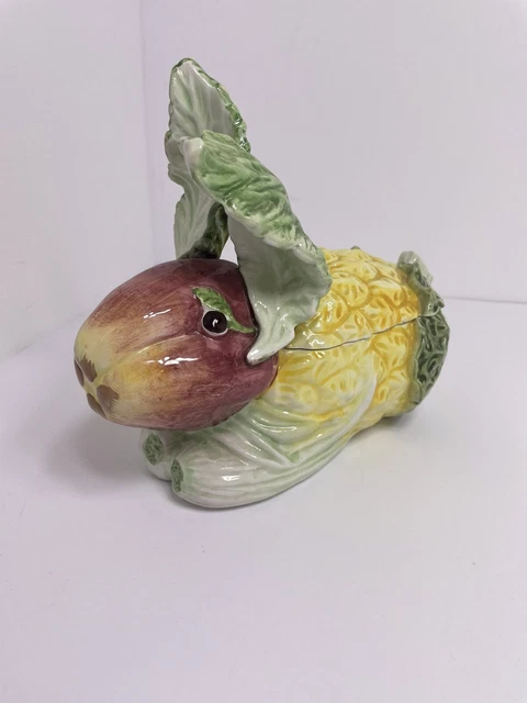 Vietri Botanical Collection Bunny Rabbit Vegetable Tureen Majolica Italy 11x8