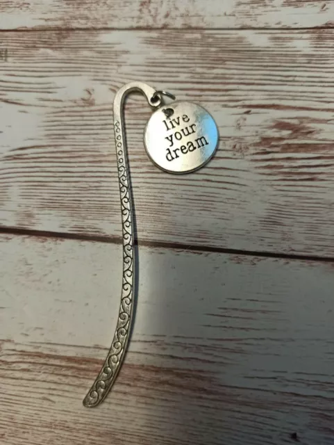 Silver handmade bookmark with motivational words charm for everyone. Gift