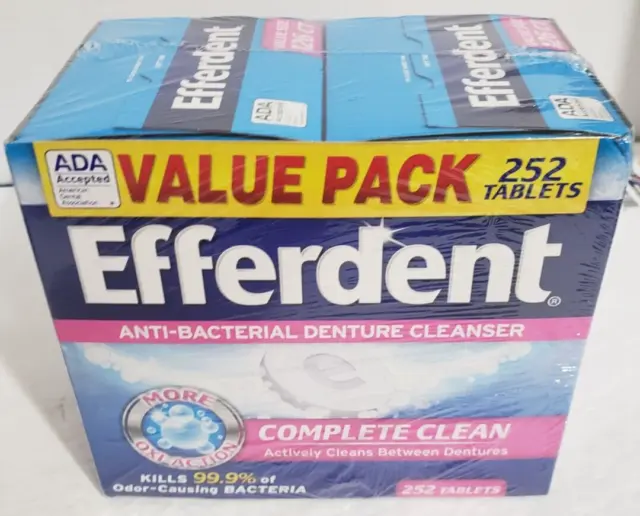 Limpiador dental antibacteriano Efferdent paquete de valor 252 tabletas