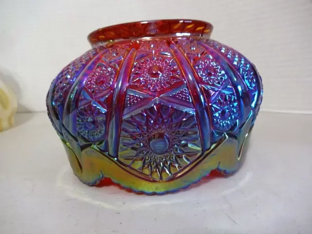 LE Smith Quintec Amberina Carnival Glass Round Bowl-EX!