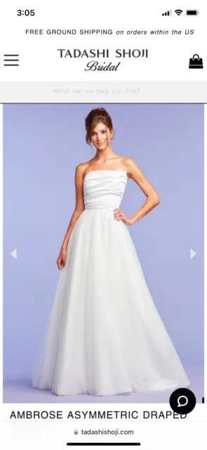 Tadashi Shoji Asymmetric Ambrose Ball Gown Wedding Dress (Retail $998)