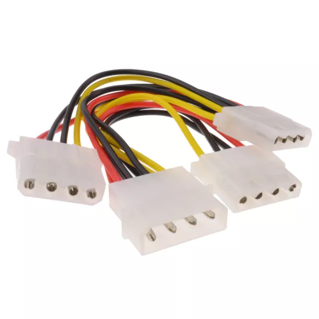 3 WAY MOLEX Power Splitter Cable Adapter Lead 4 pin