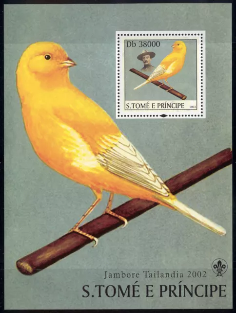 St Thomas & Prince Is-2003 MNH birds souvenir sheet #1504 cv $ 8.50 Lot #290