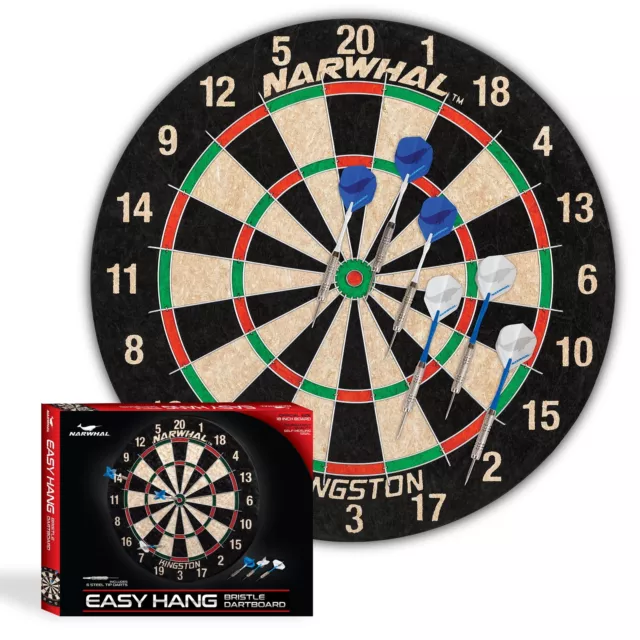 Bristle Dartboard with 6 Steel Tip Darts, Official 18" Wide Dart Board