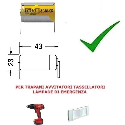 Batteria 4/5SC Con Lamelle Batteria Ricaricabile NiCD 4/5SC - Foto 2