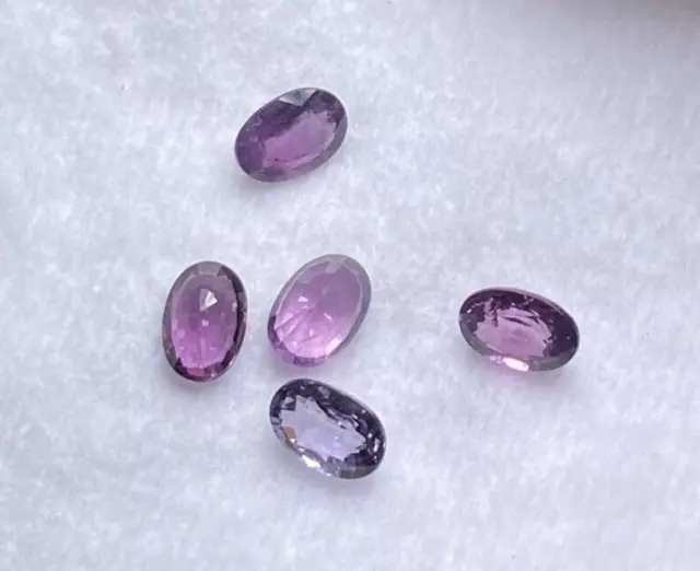 2.51 Cts, 5 Pcs, Pinkish Violet Oval Cut Burmese Spinels, 5.7 To 5.8 X 4-4.1 Mm