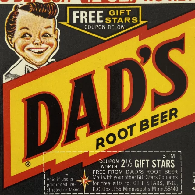 Vintage Dad’s Root Beer Soda 12 Oz Gift Star Boy Kid Label Chicago Illinois
